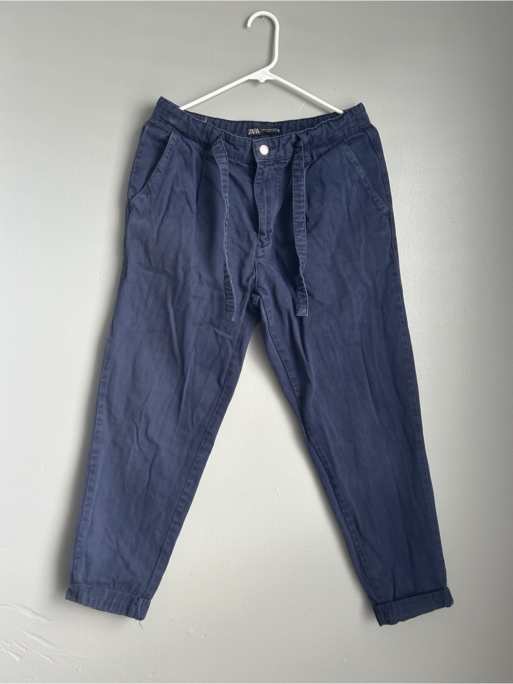 Zara Men Navy Drawstring Chinos